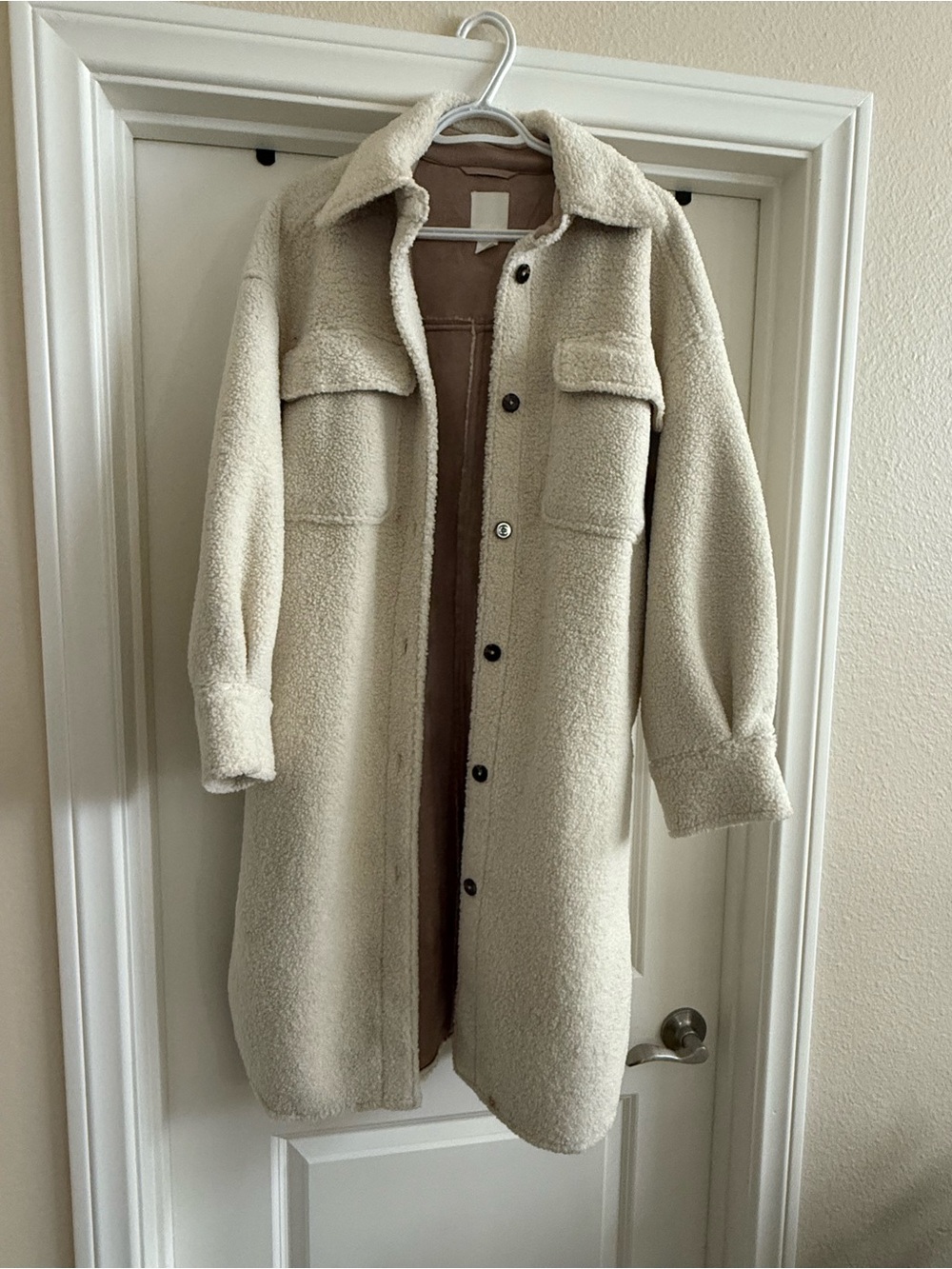 H&M Teddy Jacket in Cream